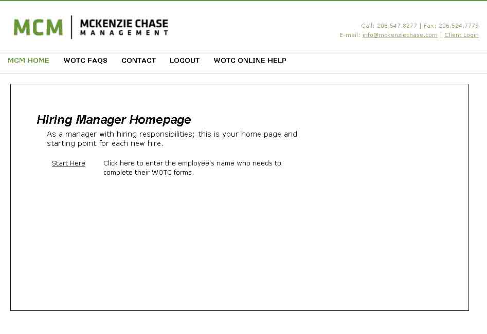 The Hiring Manager Homepage: click "get
        started"